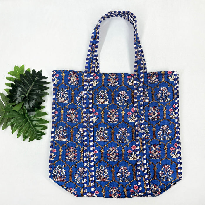 Blue Beach Bag from Marika Textiles Quilted Shoulder Bags, Cotton Tote Bags, and Hobe Handbags