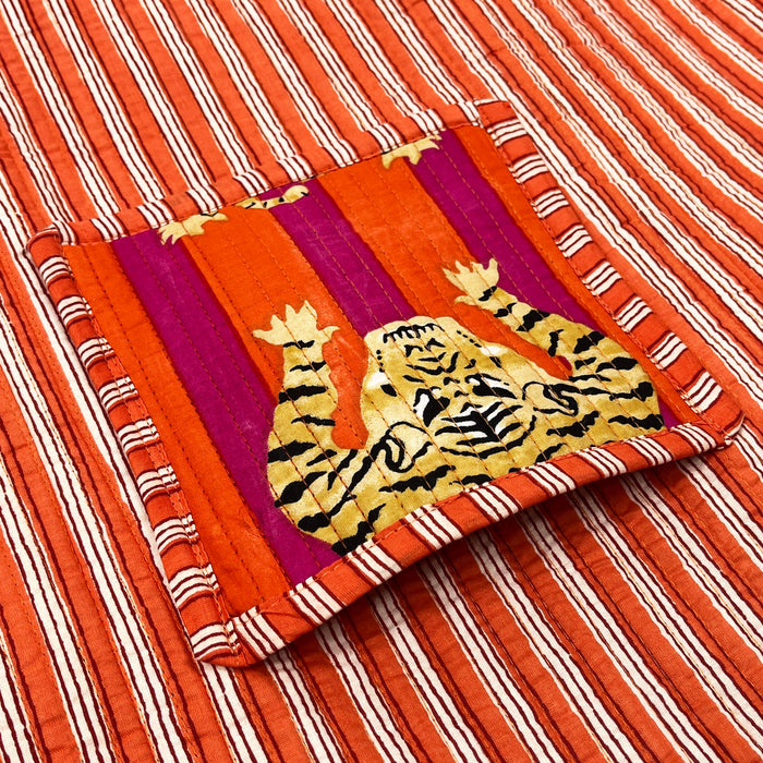 Eco-Friendly Cotton Quilted Tiger Print Shoulder Bags - Multi-Purpose Handbags from Marika Textile