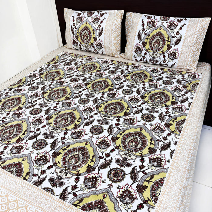 Floral Print Traditional Cotton Bedsheet with 2 Pillow Cover set | Shop Today