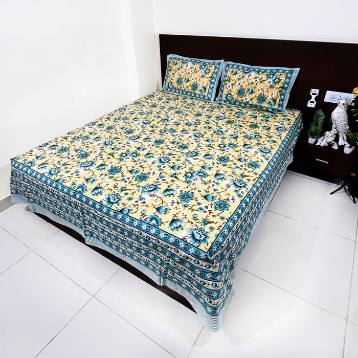 Multicolour Cotton Bedsheet For Your Bedding With 2 pillow Covers Set | Buy Now