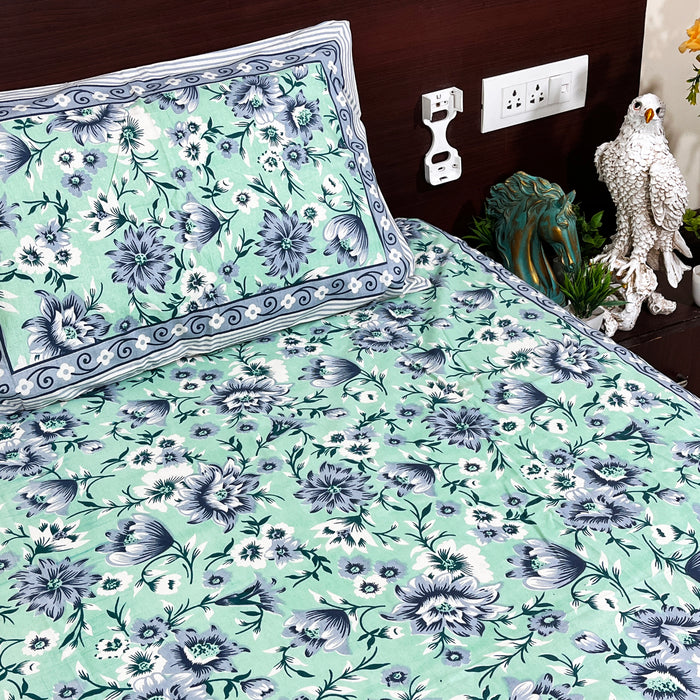 Cotton Bedsheet with 2 Pillow Cover Beautiful Mint Green Colour | Buy Now