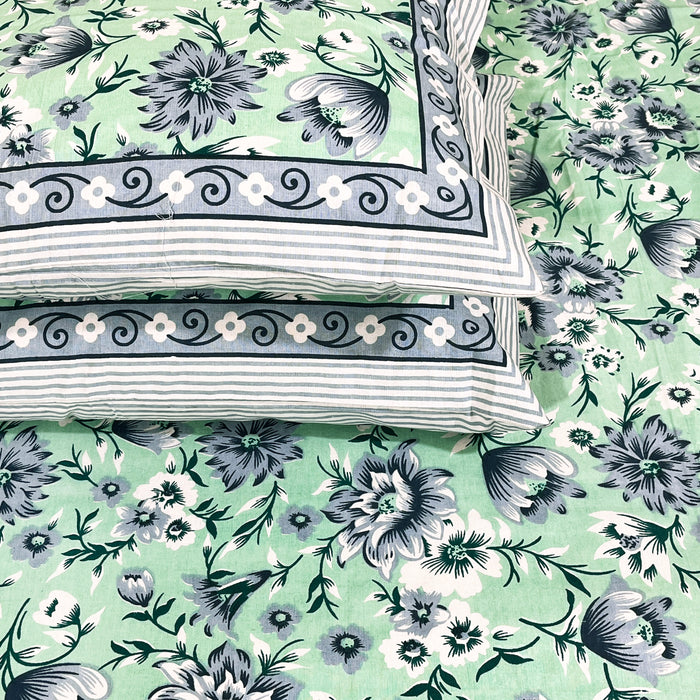 Cotton Bedsheet with 2 Pillow Cover Beautiful Mint Green Colour | Buy Now