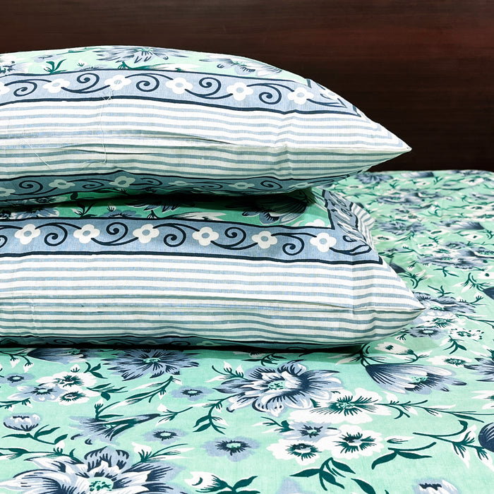 Cotton Bedsheet with 2 Pillow Cover Beautiful Mint Green Colour | Buy Now