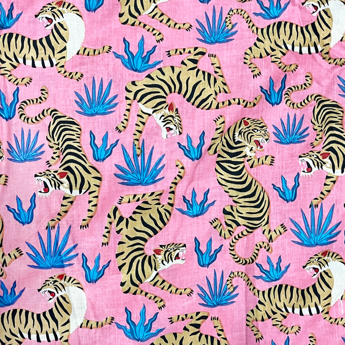 Baby Pink Color Cotton Jungle Print Fabric 60X60 Cambric Cotton Material from Marika Textiles