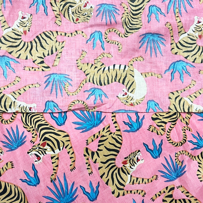 Baby Pink Color Cotton Jungle Print Fabric 60X60 Cambric Cotton Material from Marika Textiles