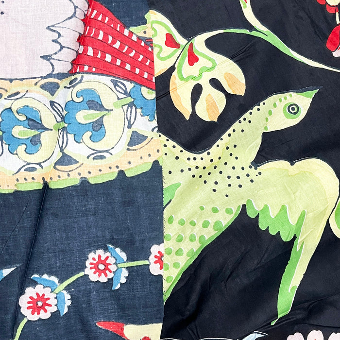 60X60 Cotton Bird Print Fabric 90 GSM Black Color Fabric Material Perfect for Dress from Marika Textiles