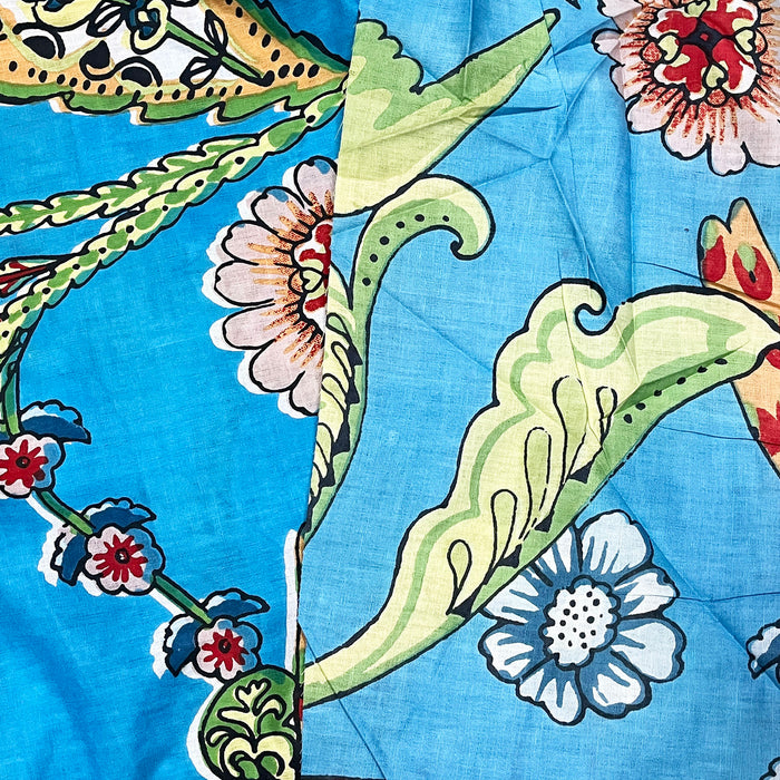 Attractive Blue Fabric With Birds Print 100% Cotton Fabric For Garments