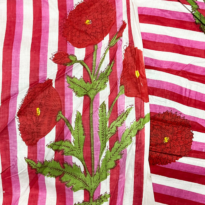 60X60 Red 100% Cotton Fabric Floral Pattern Soft Fabric From Marika Textiles