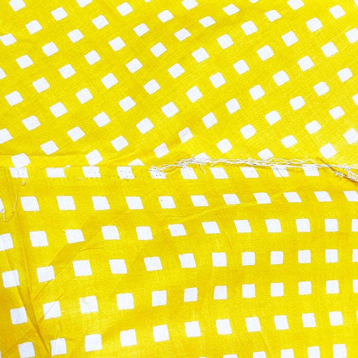 Check Print Fabric 100% Cotton Yellow Print Fabric 90 GSM Cotton Fabric