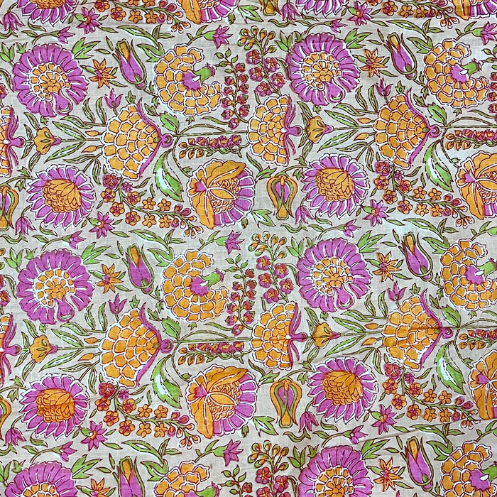 Handmade Designer Fabric Natural Floral Print Fabric Grey Color Fabric 60X60 100% Pure Cotton Fabric