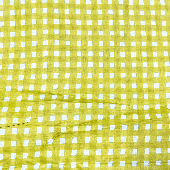 Lime Green Color Fabric 100% Cotton Fabric 10 Metre Cotton Fabric Check Pattern