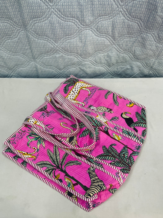 Handmade Pink Quilted Travel Bag Set – Tote with 3 Pouch Organizers