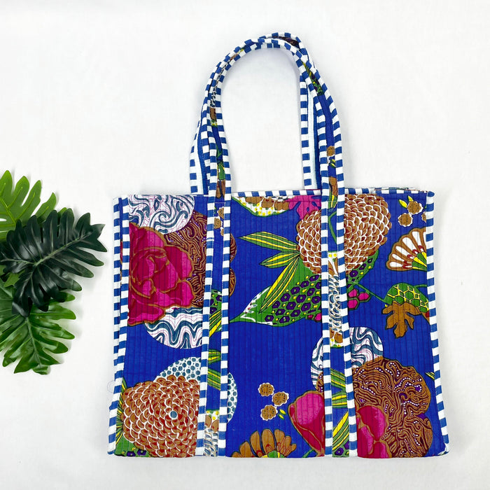 Blue Fruit Print Tote Bag – Eco-Friendly & Versatile Cotton Accessory