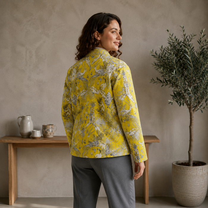 Women’s Tropical Printed Quilted Jacket with Full Sleeves