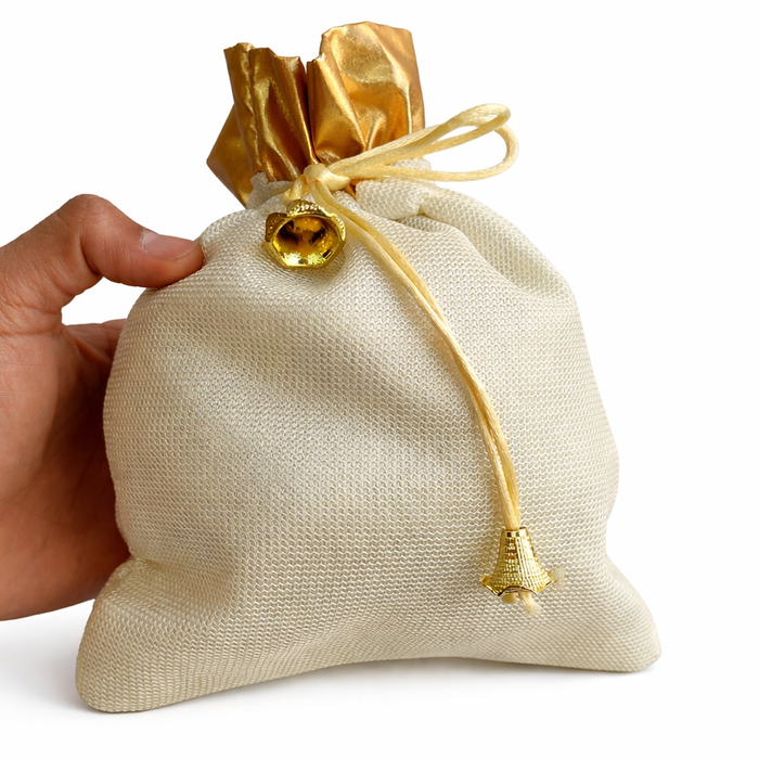 Gold Accent Potli Bag – Wedding Favor Pouch
